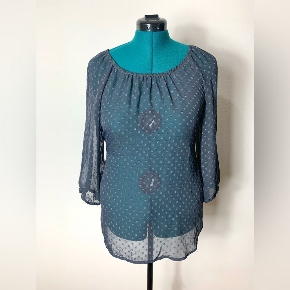 Ab Studios, Women’s Long Sleeve Sheer Blouse Medium lightweight flowy summer top